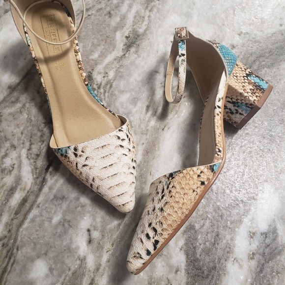 ASOS Shoes - Asos | Snakeskin Pointy Chunky Strappy Heels 8